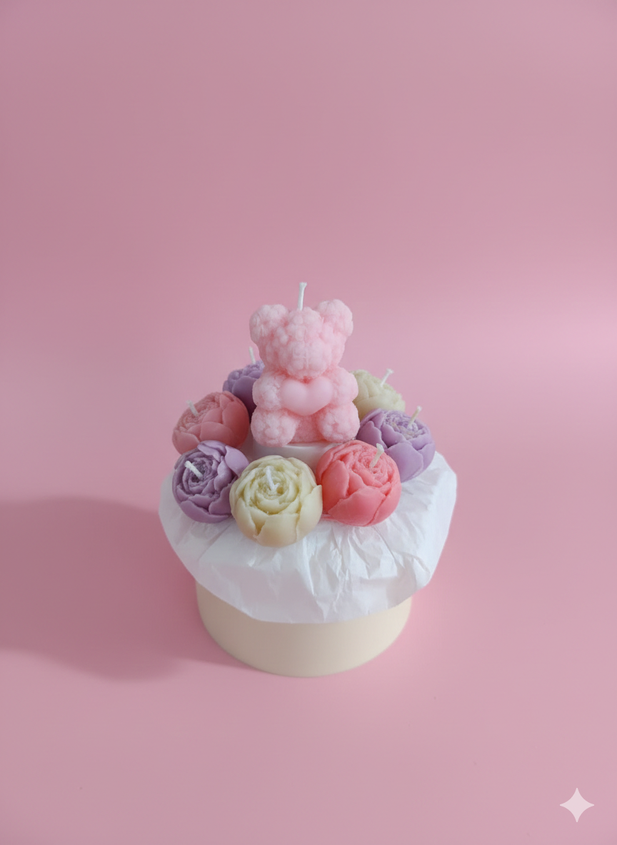 Solmaz Gül Buketi Çiçek Buketi Gül Çiçek Demeti Sevgili Özel Nişan İsteme Hediye Kokulu El Yapımı dekoratif Mum