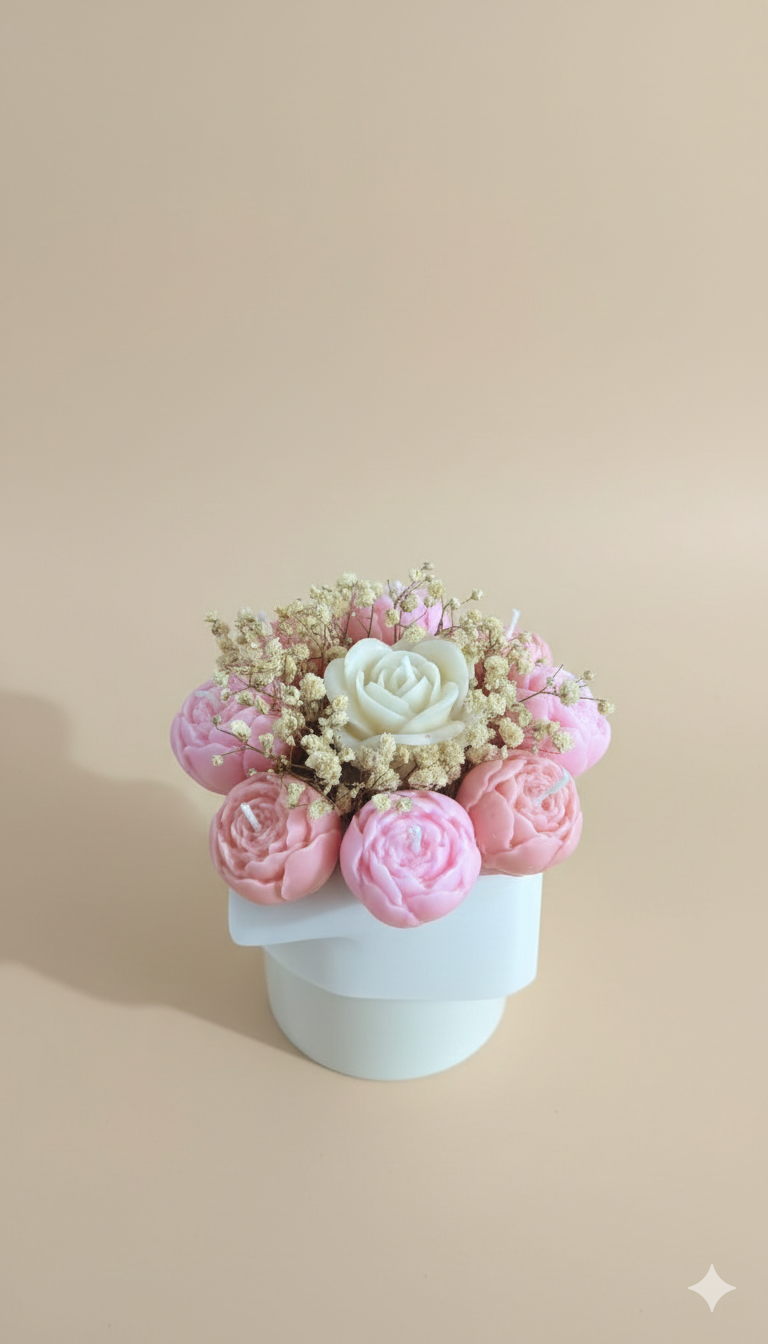 Solmaz Gül Buketi Çiçek Buketi Gül Çiçek Demeti Sevgili Özel Nişan İsteme Hediye Kokulu El Yapımı dekoratif Mum