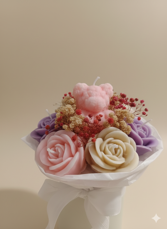 Solmaz Gül Buketi Çiçek Buketi Gül Çiçek Demeti Sevgili Özel Nişan İsteme Hediye Kokulu El Yapımı dekoratif Mum