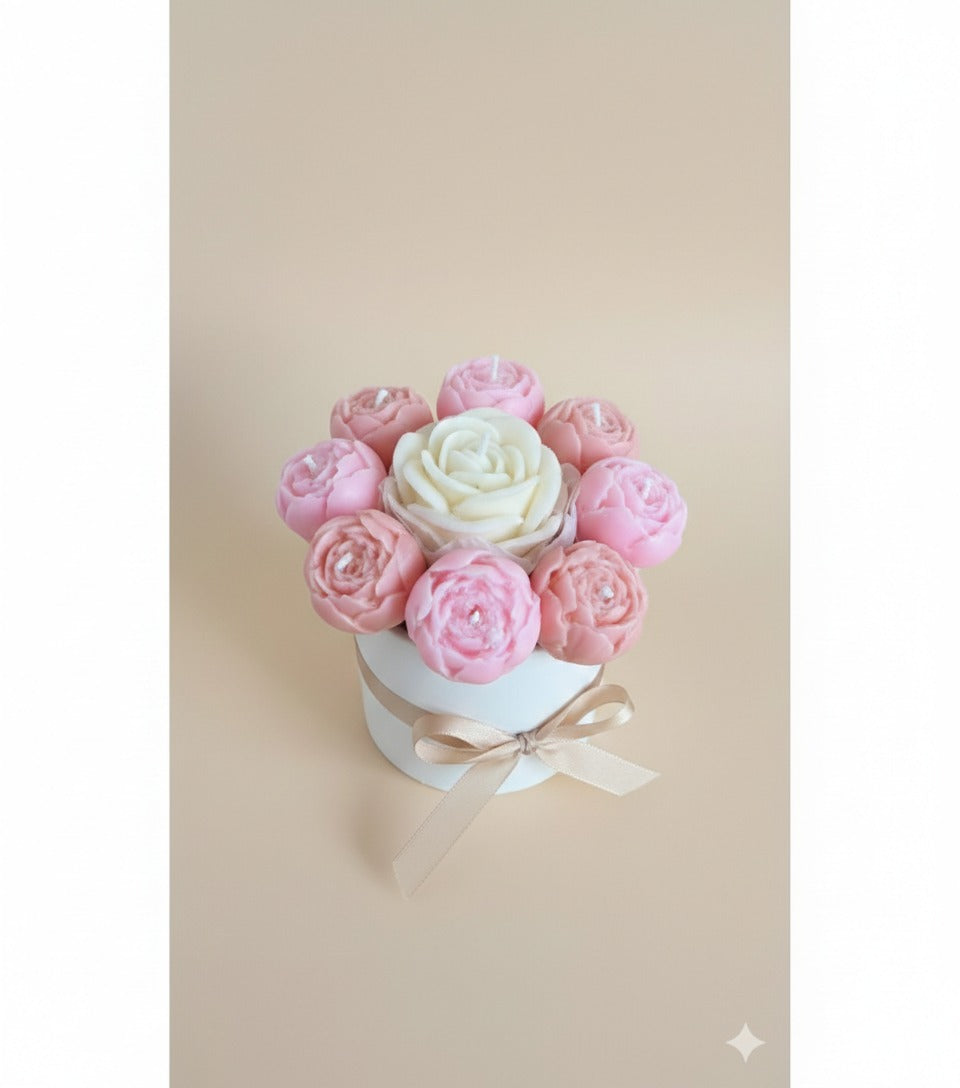 Solmaz Gül Buketi Çiçek Buketi Gül Çiçek Demeti Sevgili Özel Nişan İsteme Hediye Kokulu El Yapımı dekoratif Mum