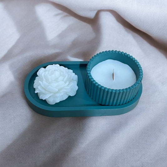 dekoratif biblo obje şakayık mum detaylı ahşap fitil soya mum