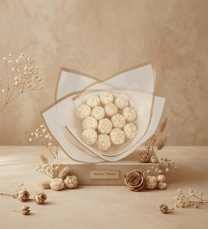 Solmaz Gül Buketi Çiçek Buketi Gül Çiçek Demeti Sevgili Özel Nişan İsteme Hediye Kokulu El Yapımı dekoratif  Mum