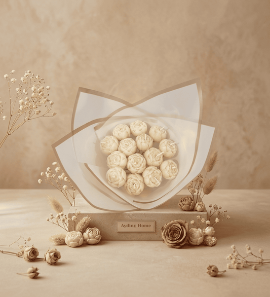 Solmaz Gül Buketi Çiçek Buketi Gül Çiçek Demeti Sevgili Özel Nişan İsteme Hediye Kokulu El Yapımı dekoratif  Mum