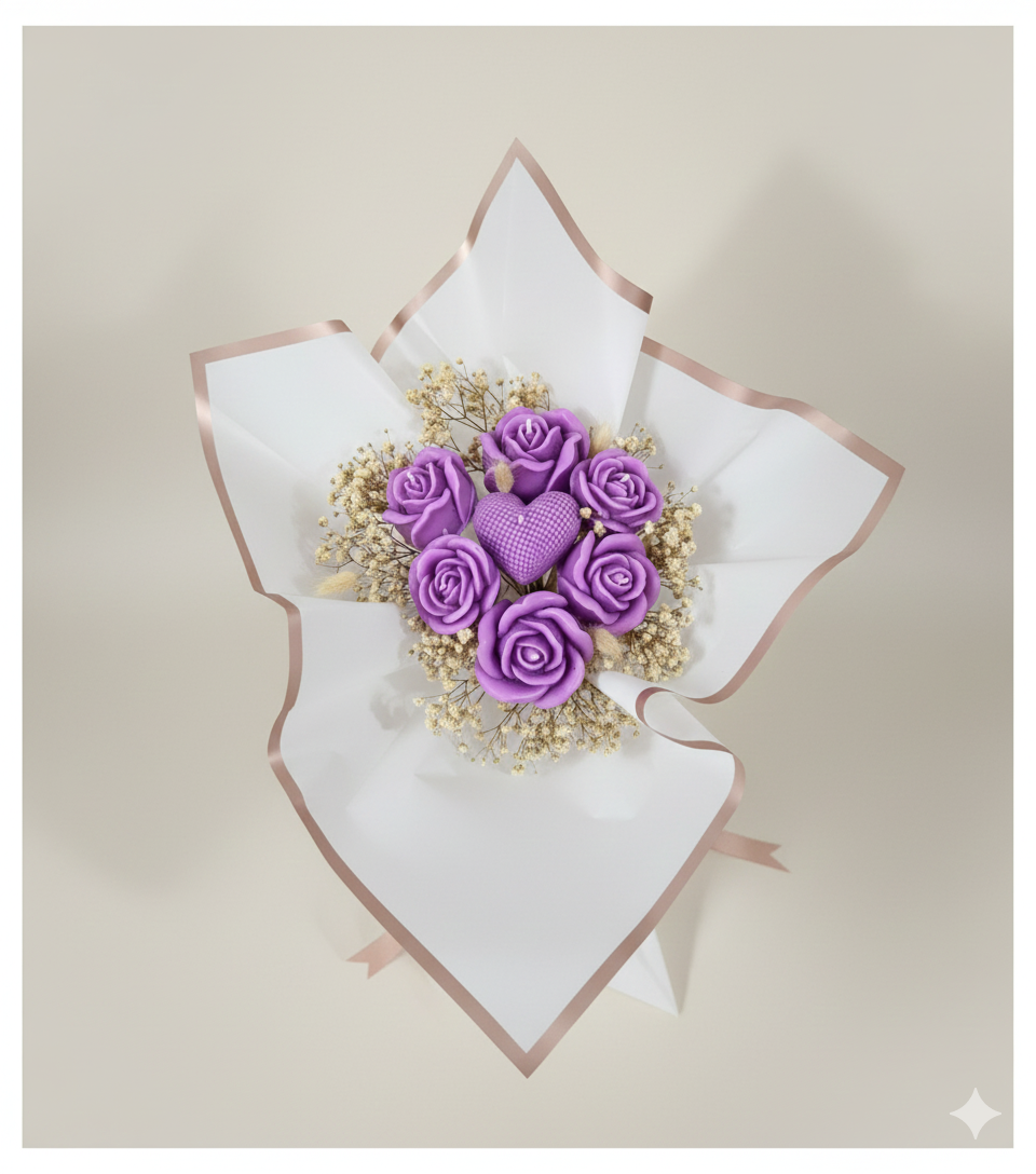 Solmaz Gül Buketi Çiçek Buketi Gül Çiçek Demeti Sevgili Özel Nişan İsteme Hediye Kokulu El Yapımı dekoratif  Mum