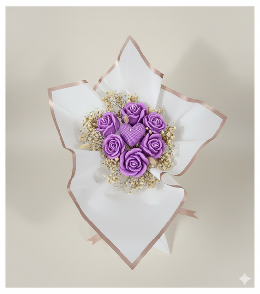 Solmaz Gül Buketi Çiçek Buketi Gül Çiçek Demeti Sevgili Özel Nişan İsteme Hediye Kokulu El Yapımı dekoratif  Mum