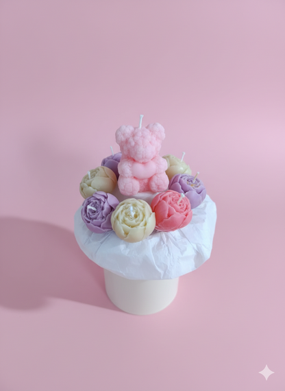 Solmaz Gül Buketi Çiçek Buketi Gül Çiçek Demeti Sevgili Özel Nişan İsteme Hediye Kokulu El Yapımı dekoratif  Mum