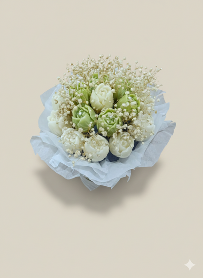 Solmaz Gül Buketi Çiçek Buketi Gül Çiçek Demeti Sevgili Özel Nişan İsteme Hediye Kokulu El Yapımı dekoratif  Mum