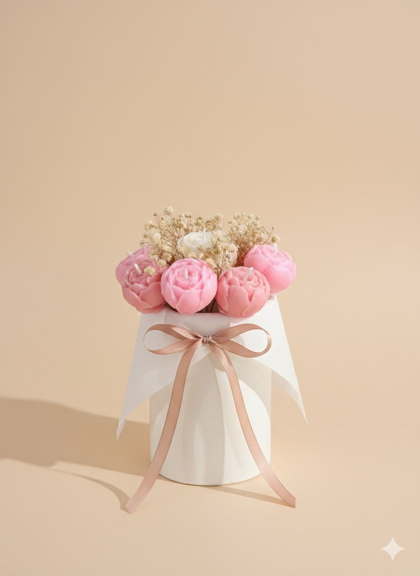 Solmaz Gül Buketi Çiçek Buketi Gül Çiçek Demeti Sevgili Özel Nişan İsteme Hediye Kokulu El Yapımı dekoratif  Mum