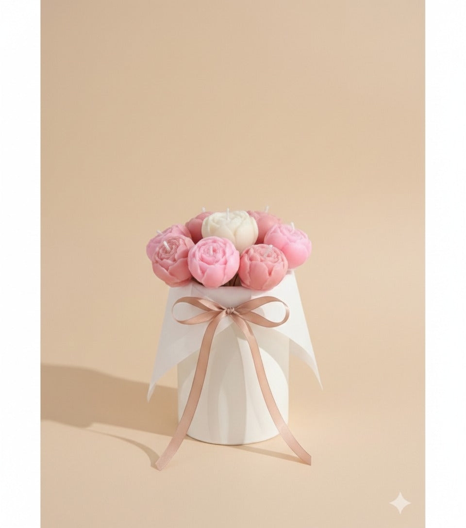 Solmaz Gül Buketi Çiçek Buketi Gül Çiçek Demeti Sevgili Özel Nişan İsteme Hediye Kokulu El Yapımı dekoratif  Mum