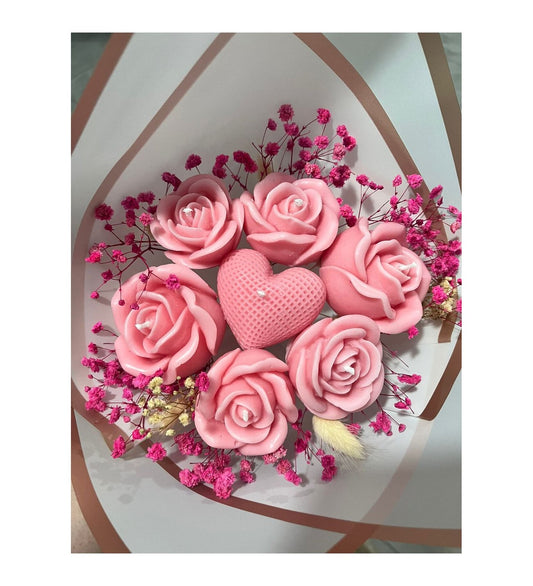 Solmaz Gül Buketi Çiçek Buketi Gül Çiçek Demeti Sevgili Özel Nişan İsteme Hediye Kokulu El Yapımı dekoratif  Mum