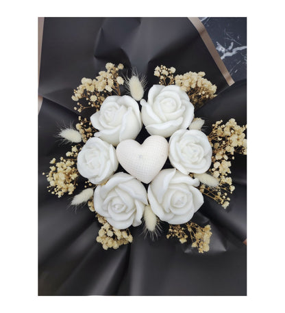 Solmaz Gül Buketi Çiçek Buketi Gül Çiçek Demeti Sevgili Özel Nişan İsteme Hediye Kokulu El Yapımı dekoratif  Mum