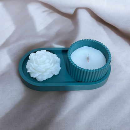 dekoratif biblo obje şakayık mum detaylı ahşap fitil soya mum