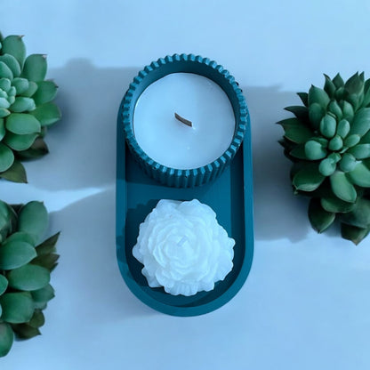 dekoratif biblo obje şakayık mum detaylı ahşap fitil soya mum