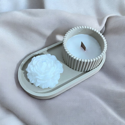 dekoratif biblo obje şakayık mum detaylı ahşap fitil soya mum