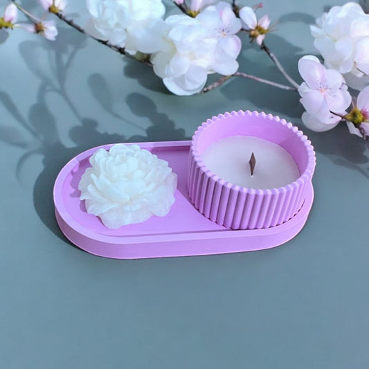 dekoratif biblo obje şakayık mum detaylı ahşap fitil soya mum